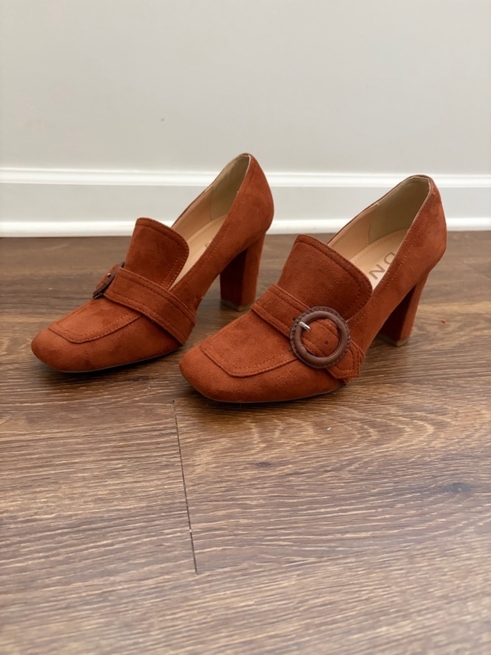 YDN Chunky High Heel Square
Toe Loafer Shoes Slip